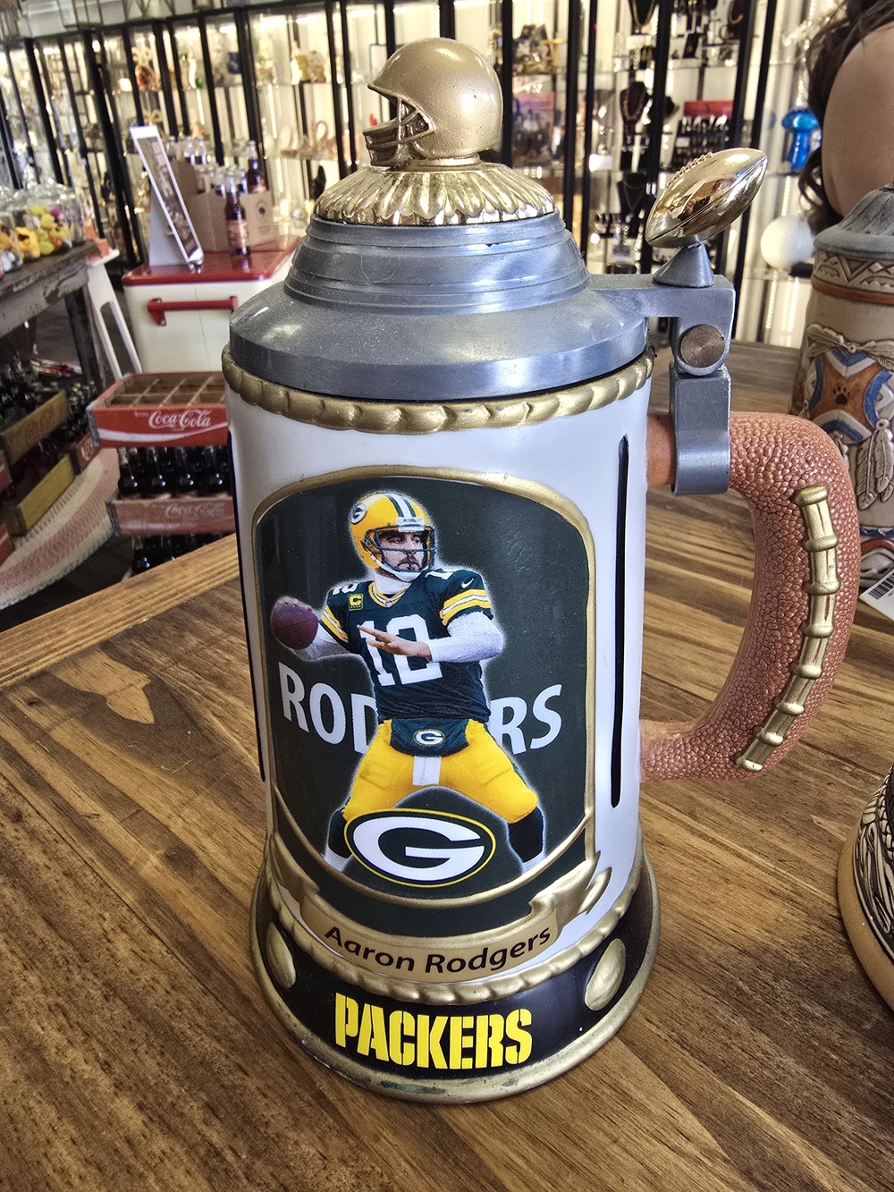 The Bradford Exchange Green Yellow Aaron Rodgers Packers Ceramic Stein